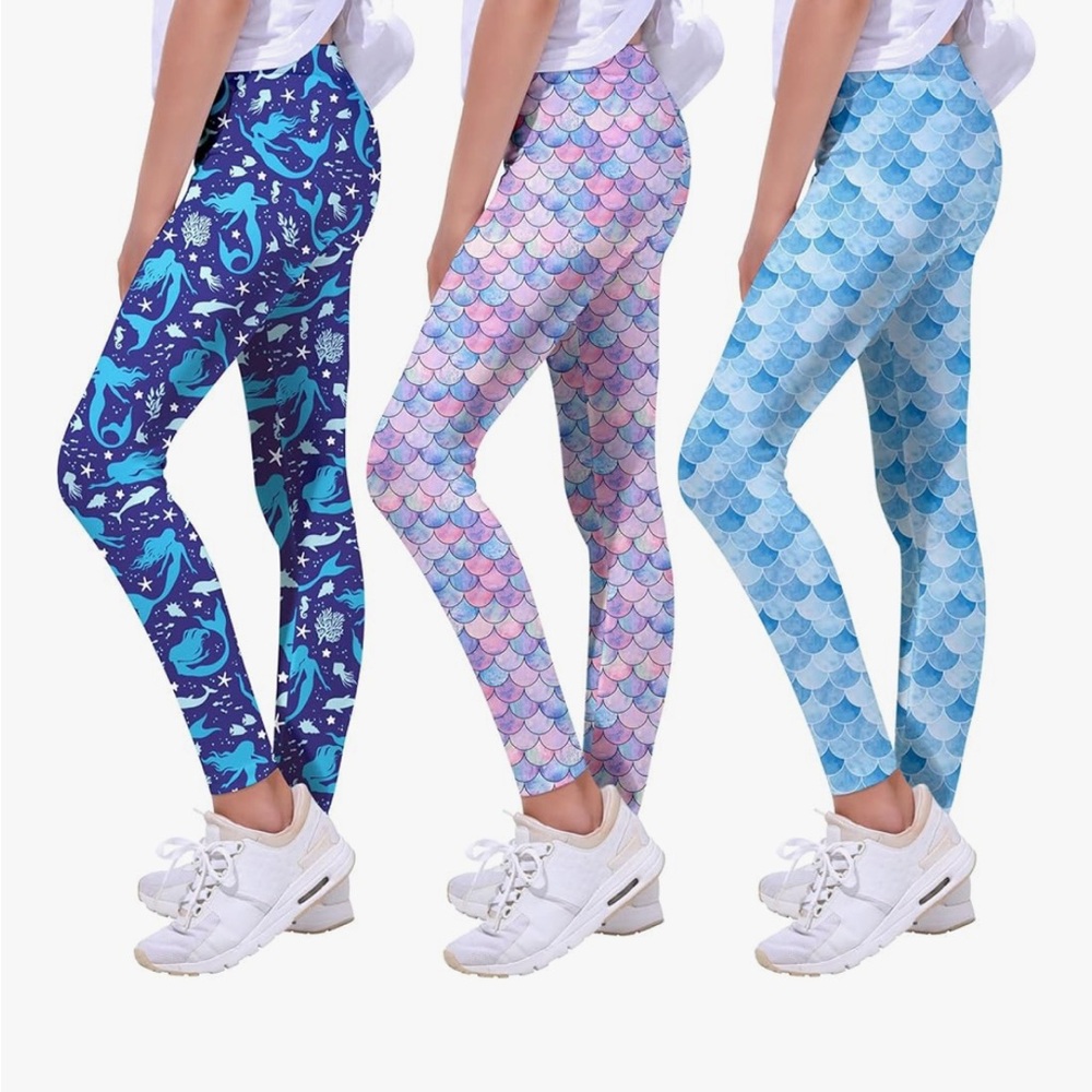 🧜🏻‍♀️NWT Girl’s Mermaid Leggings - Blue, Pink, Light Blue- size 140 🧜🏻‍♀️
